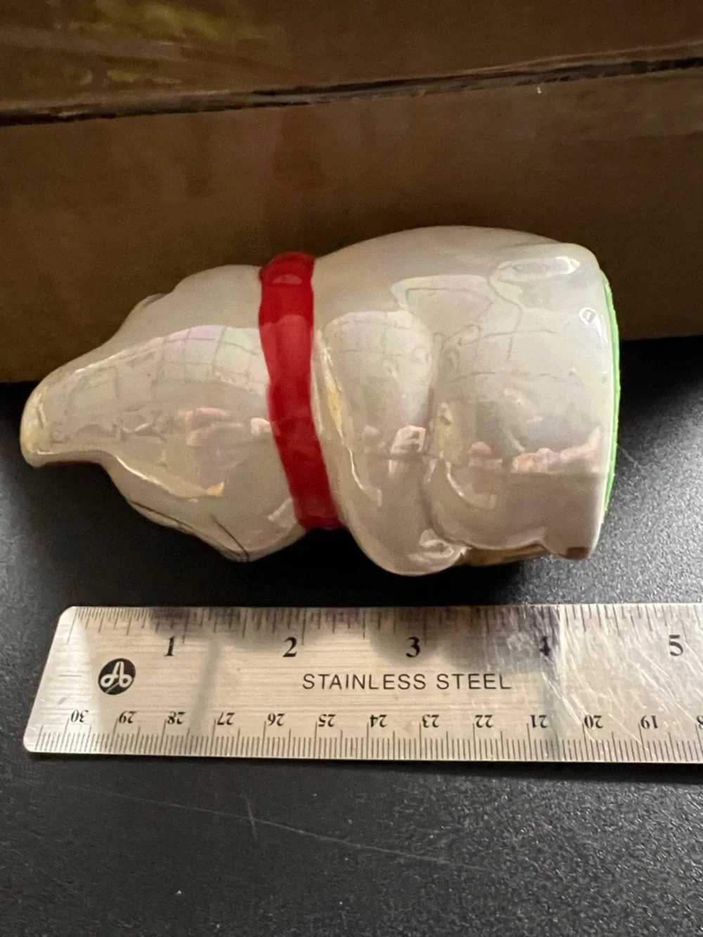 White Maneki Neko Lucky Cat Figurine with Red Accents